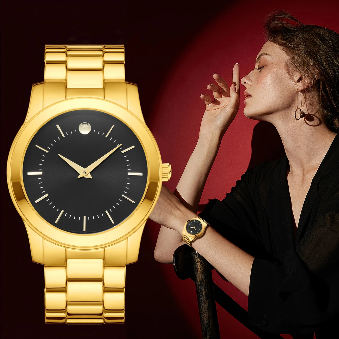 Elegant Golden-Tone Women's Quartz Watch - Classic Round Design