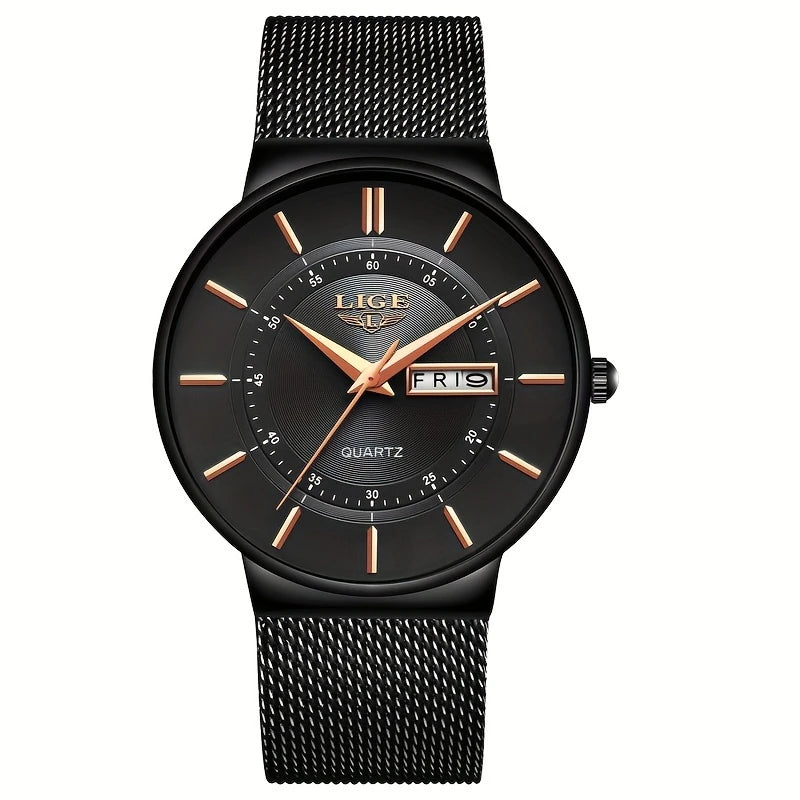 Simple Fashion Quartz Watch with Stainless Steel Mesh Strap