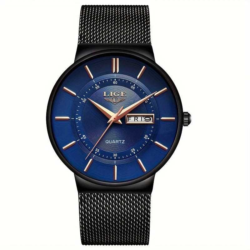 Simple Fashion Quartz Watch with Stainless Steel Mesh Strap
