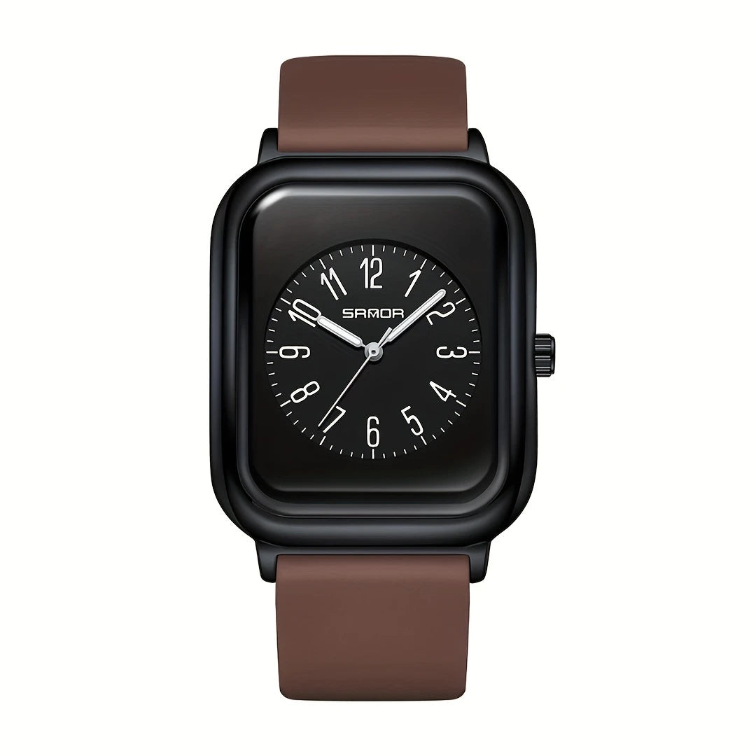 Square Quartz Watches Silicone Strap Zinc Alloy Pointer Zinc