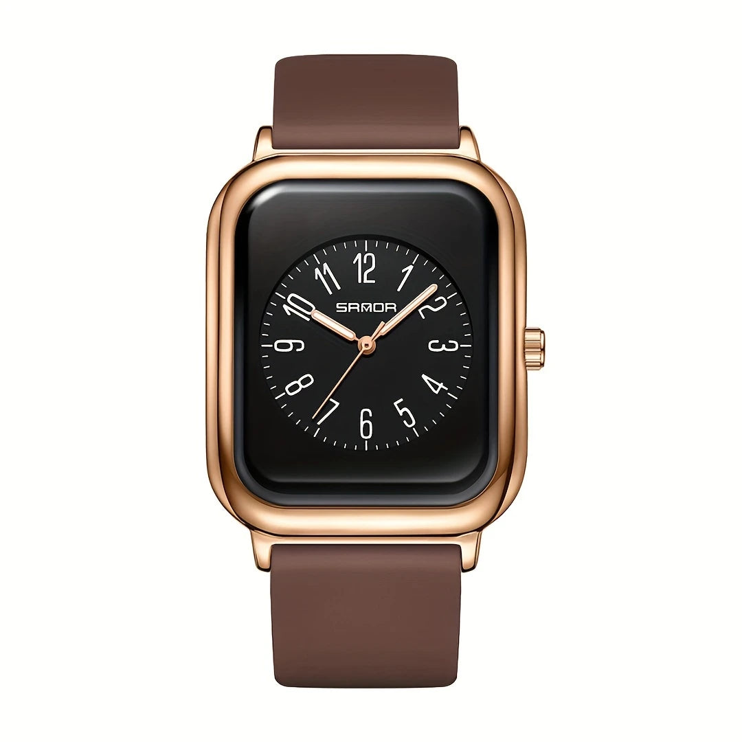 Square Quartz Watches Silicone Strap Zinc Alloy Pointer Zinc