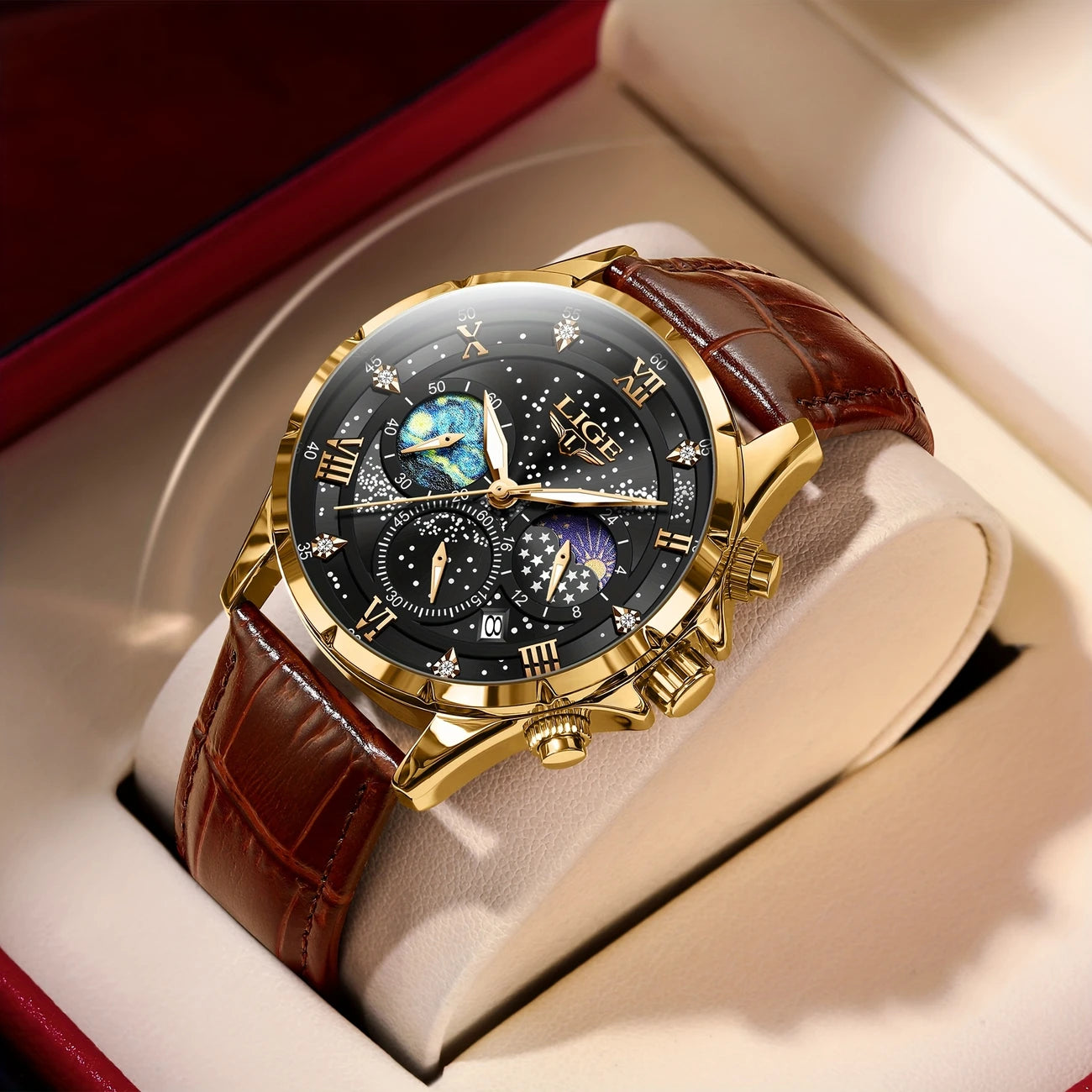 Luxury Quartz Chronograph Watch with Luminous Hands