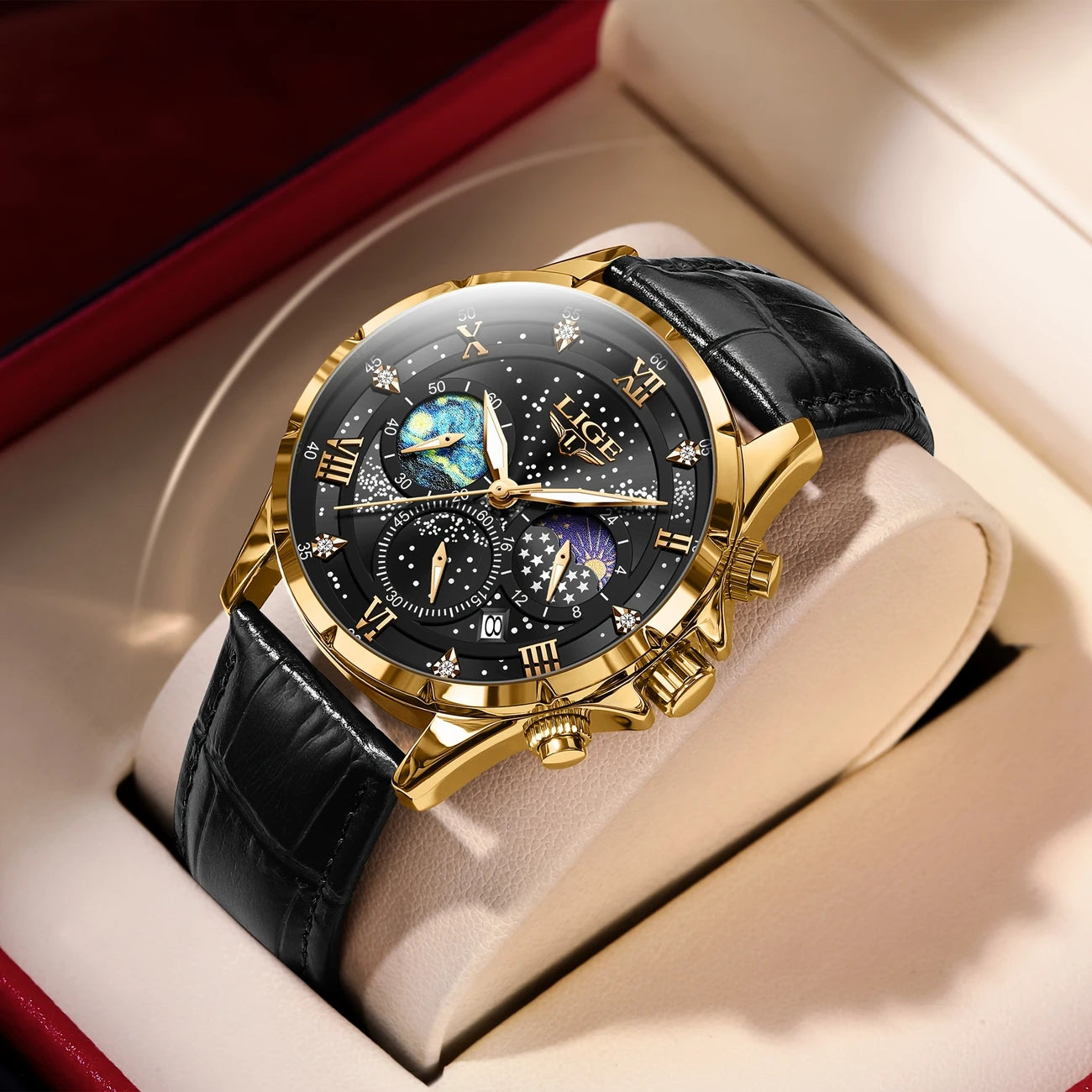 Luxury Quartz Chronograph Watch with Luminous Hands