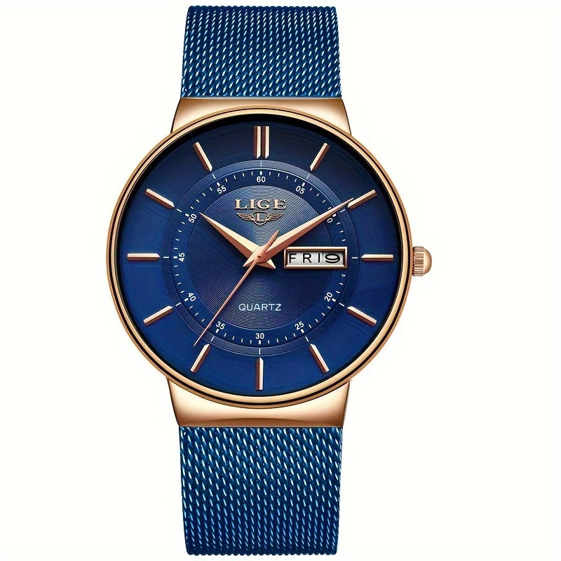 Simple Fashion Quartz Watch with Stainless Steel Mesh Strap