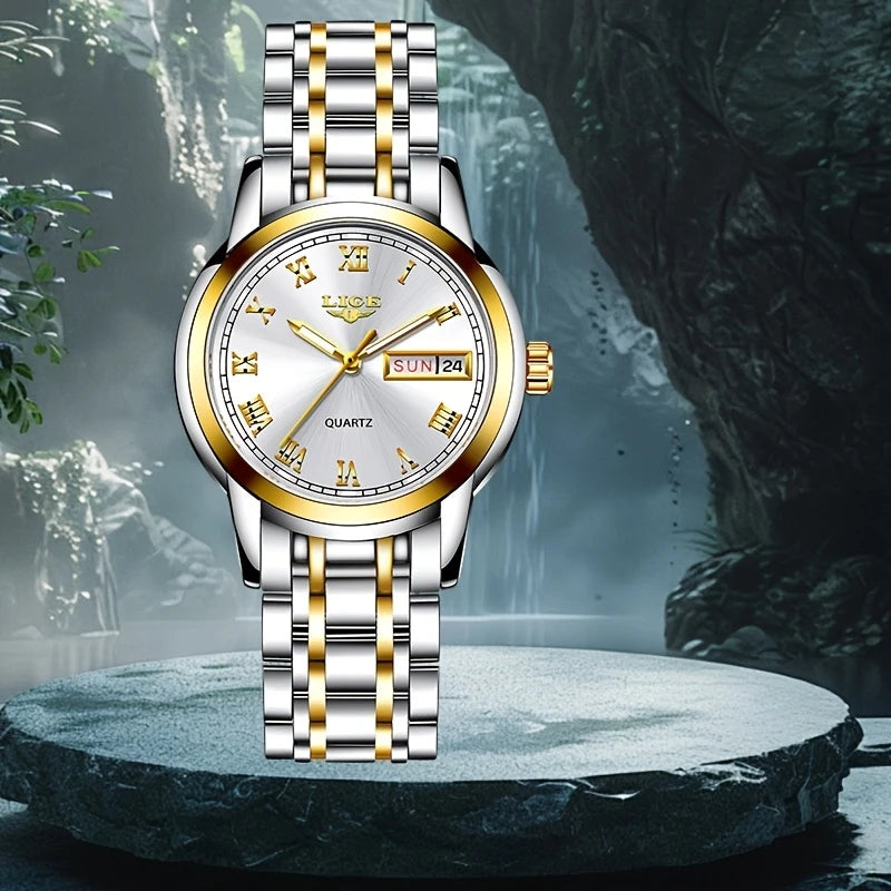 Women's Elegant Quartz Watch - Stainless Steel Band, Luminous Display