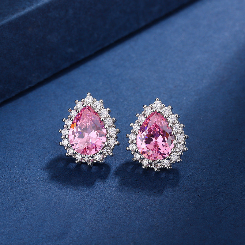 Aria Teardrop Pink Set | White Gold 16k
