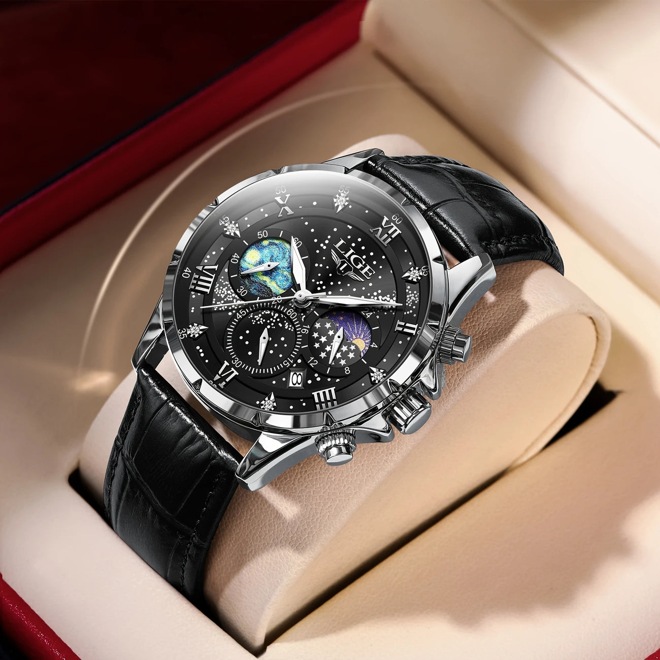 Luxury Quartz Chronograph Watch with Luminous Hands