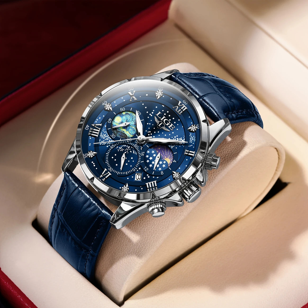 Luxury Quartz Chronograph Watch with Luminous Hands
