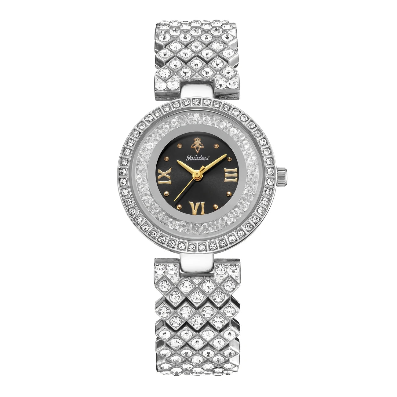 Luxury Golden-Tone Women's Quartz Watch with Sparkling Rhinestone