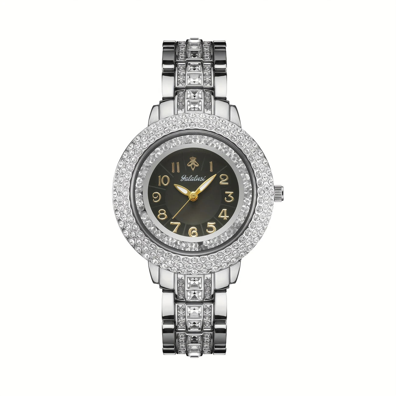 Elegant Women's Quartz Watch - Luxurious Golden-Tone with Sparkling Rhinestones
