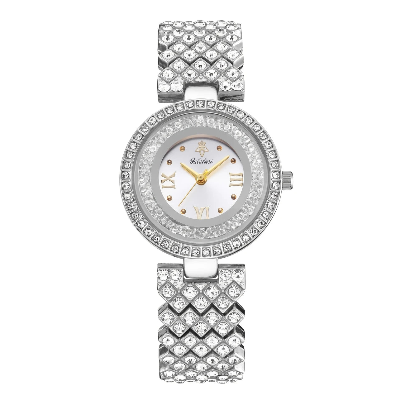 Luxury Golden-Tone Women's Quartz Watch with Sparkling Rhinestone