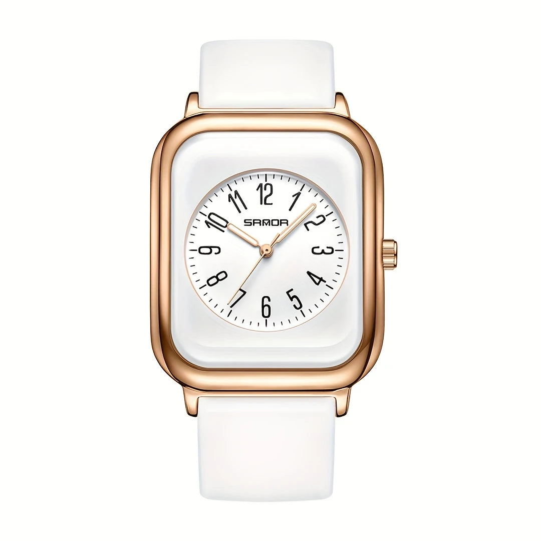 Square Quartz Watches Silicone Strap Zinc Alloy Pointer Zinc