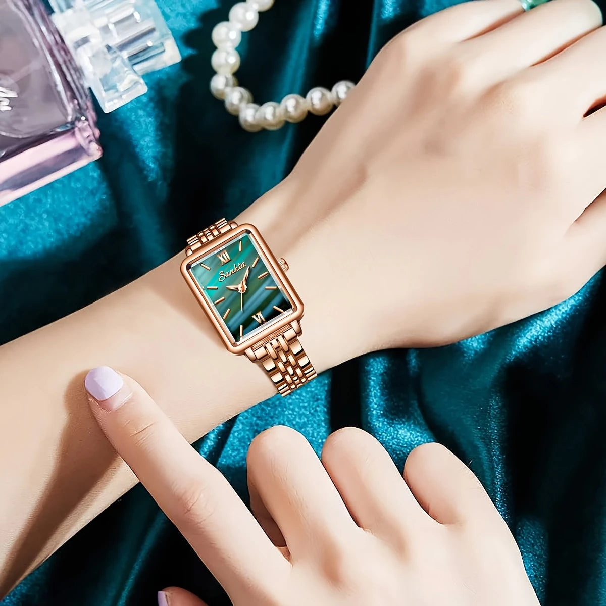 Classic Square Quartz Watch with Luminous Calendar