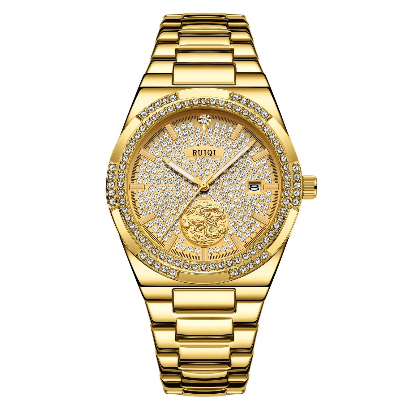 Luxury Rhinestone-Encrusted Mechanical Watch - Elegant Alloy Band