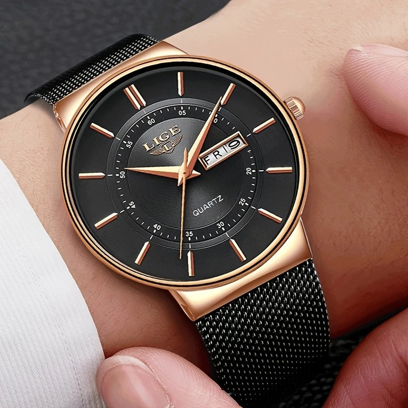 Simple Fashion Quartz Watch with Stainless Steel Mesh Strap
