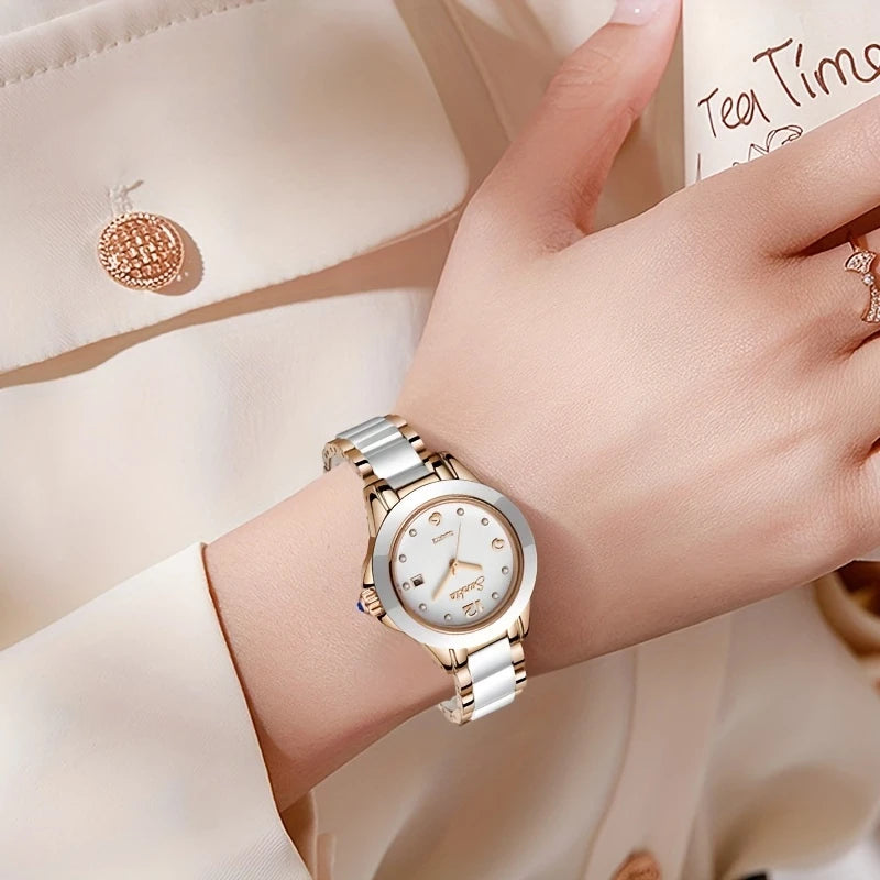 Lige Elegant Ceramic Watch - Quartz, Waterproof Stylish