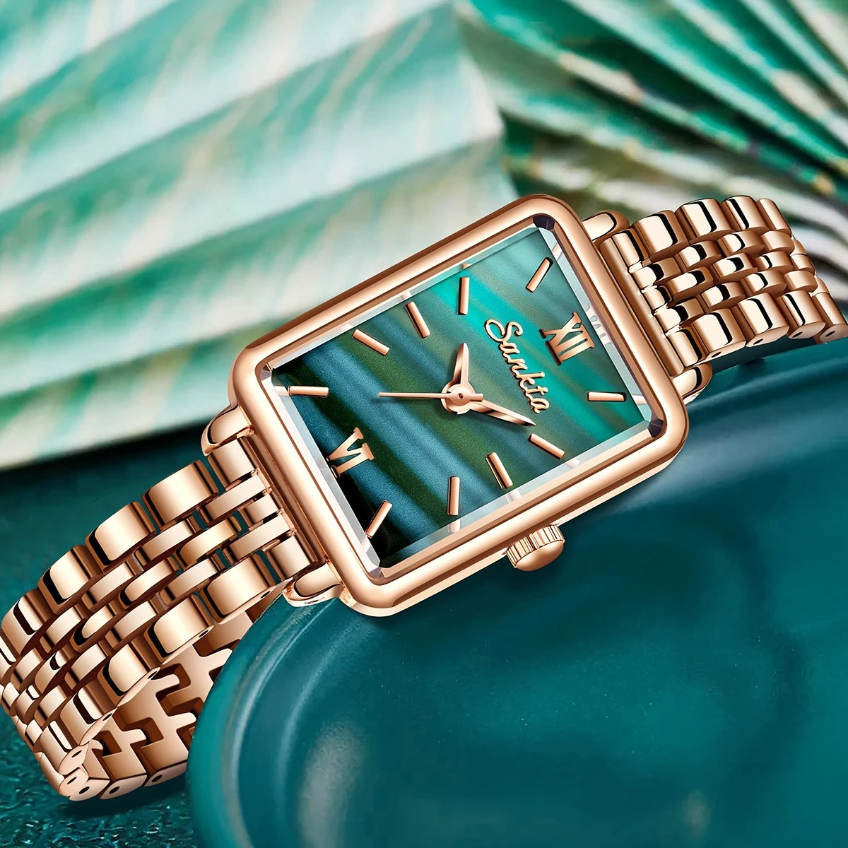 Classic Square Quartz Watch with Luminous Calendar
