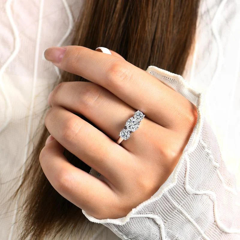Clare Triple Stone Ring | White gold 16k