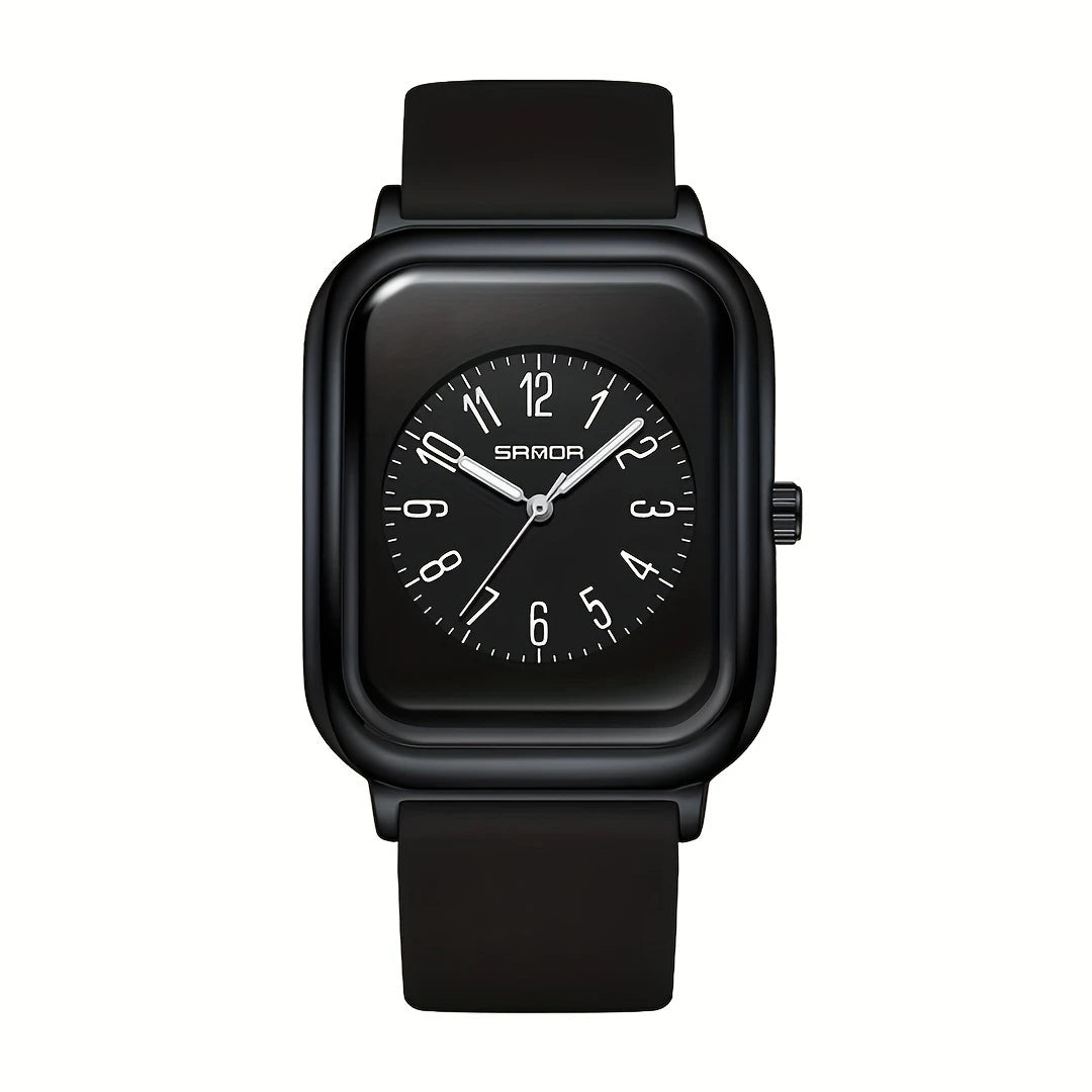 Square Quartz Watches Silicone Strap Zinc Alloy Pointer Zinc
