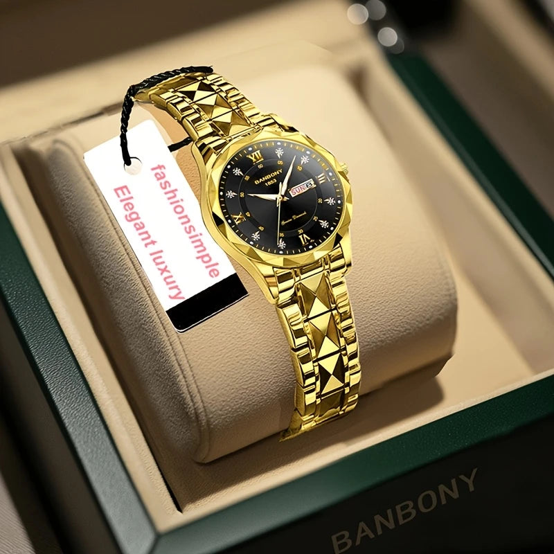 Stainless Steel Women'S Watch with Sparkling Rhinestones