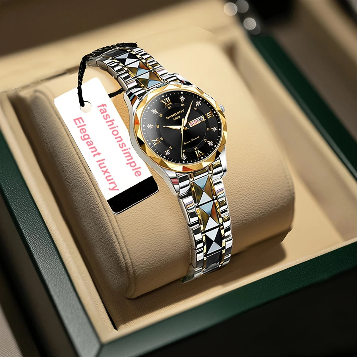 Stainless Steel Women'S Watch with Sparkling Rhinestones
