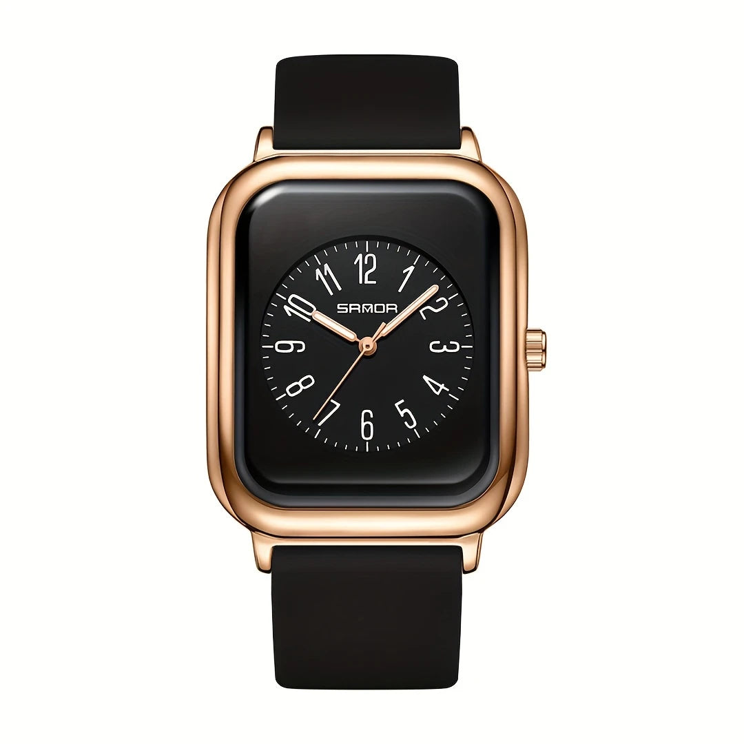 Square Quartz Watches Silicone Strap Zinc Alloy Pointer Zinc