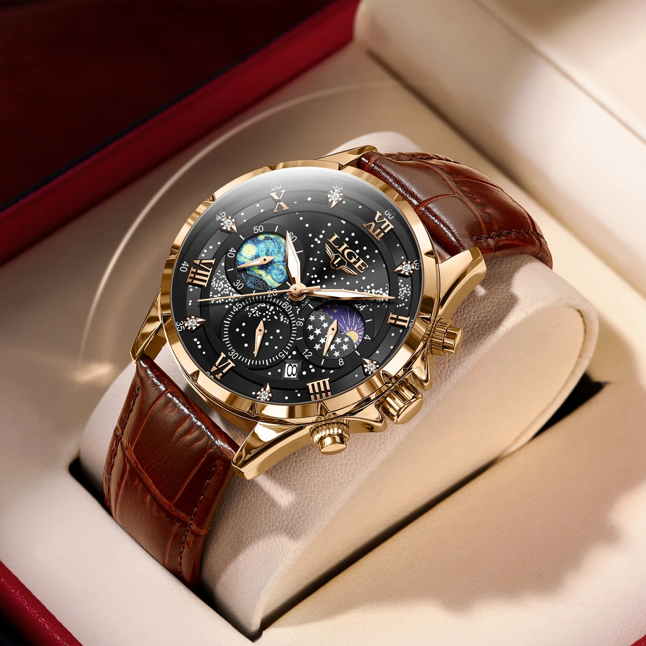 Luxury Quartz Chronograph Watch with Luminous Hands