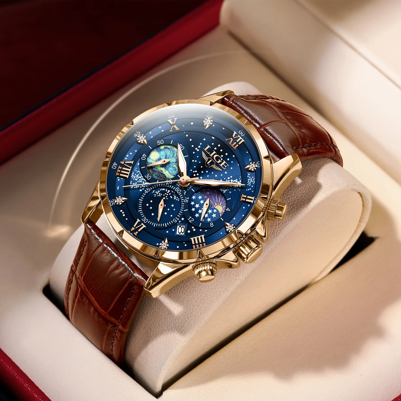 Luxury Quartz Chronograph Watch with Luminous Hands