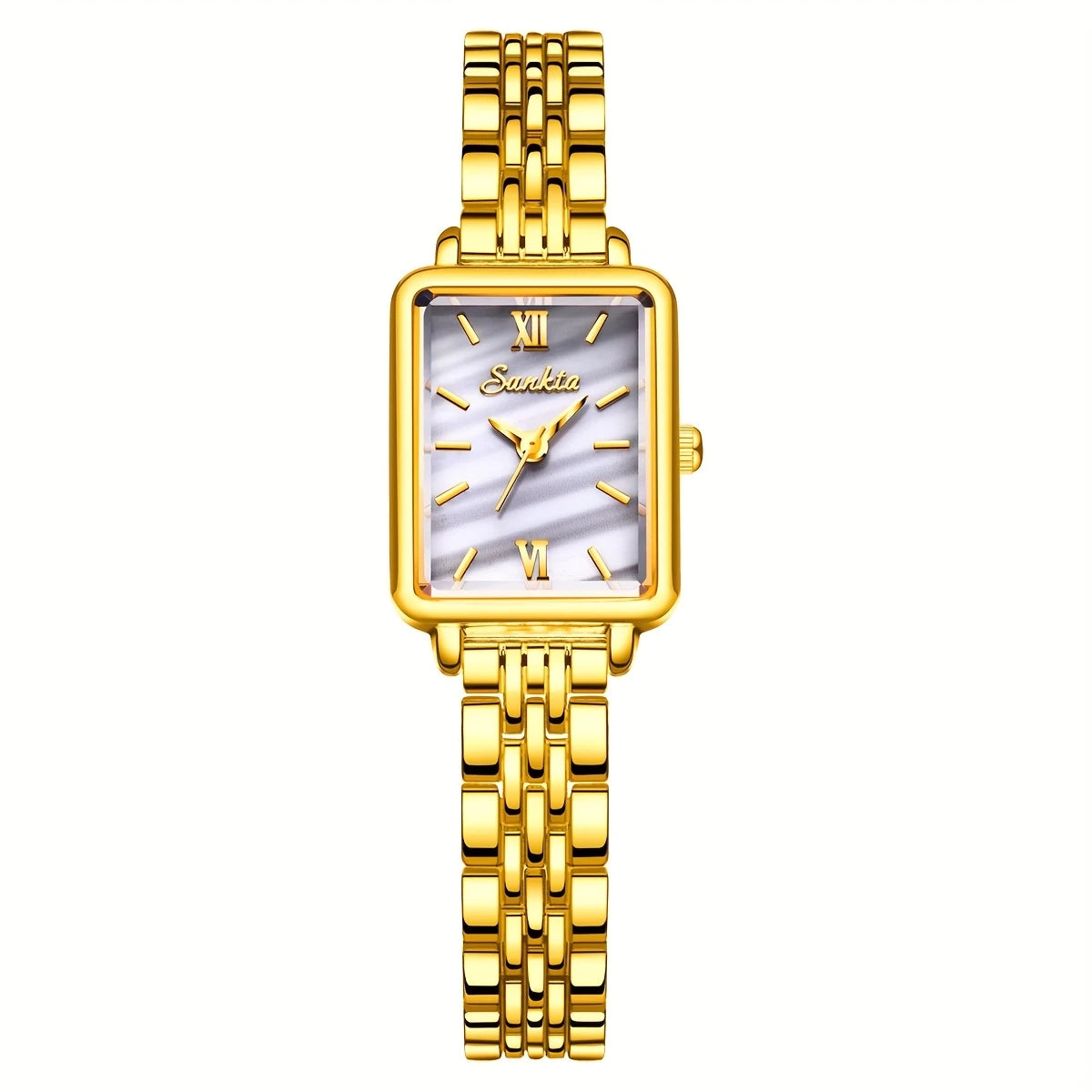 Classic Square Quartz Watch with Luminous Calendar