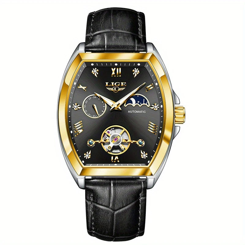 Women's Mechanical Watch - Blue PU Leather Strap