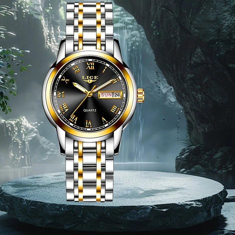 Women's Elegant Quartz Watch - Stainless Steel Band, Luminous Display