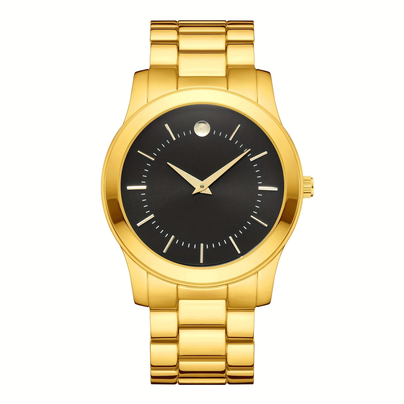 Elegant Golden-Tone Women's Quartz Watch - Classic Round Design