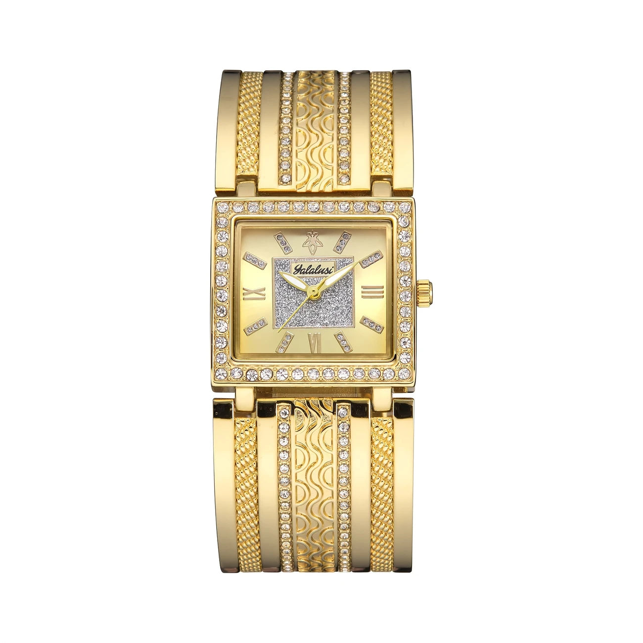 Luxury Golden-Tone Ladies Quartz Watch with Rhinestone Accents