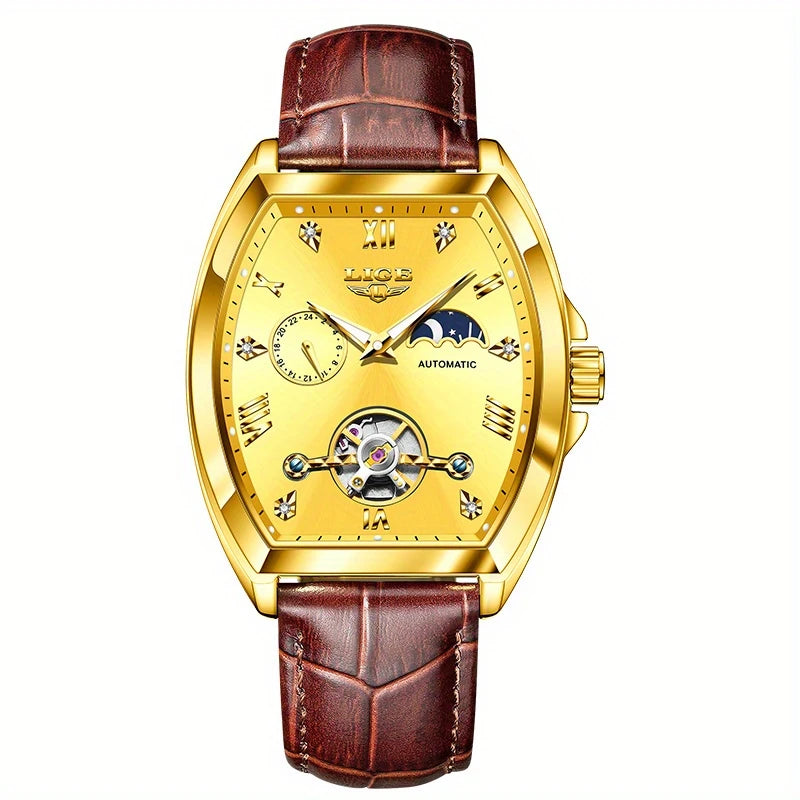Women's Mechanical Watch - Blue PU Leather Strap