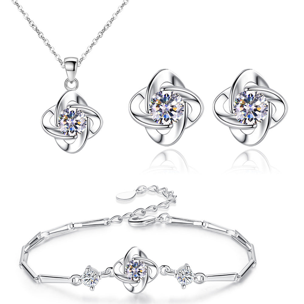 Seren Clover Loop Set | White Gold 16k