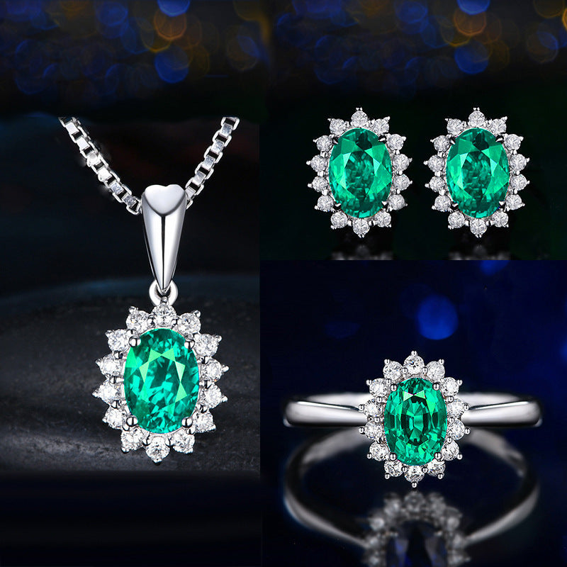 Sophia Fleurane Green Set | White Gold 16k
