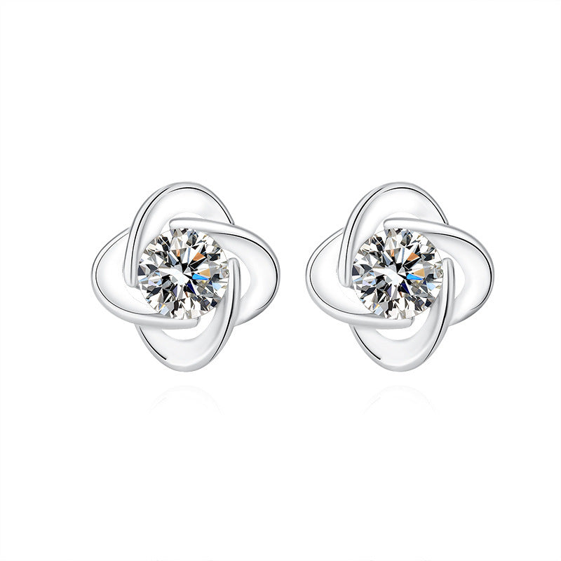 Seren Clover Loop Set | White Gold 16k