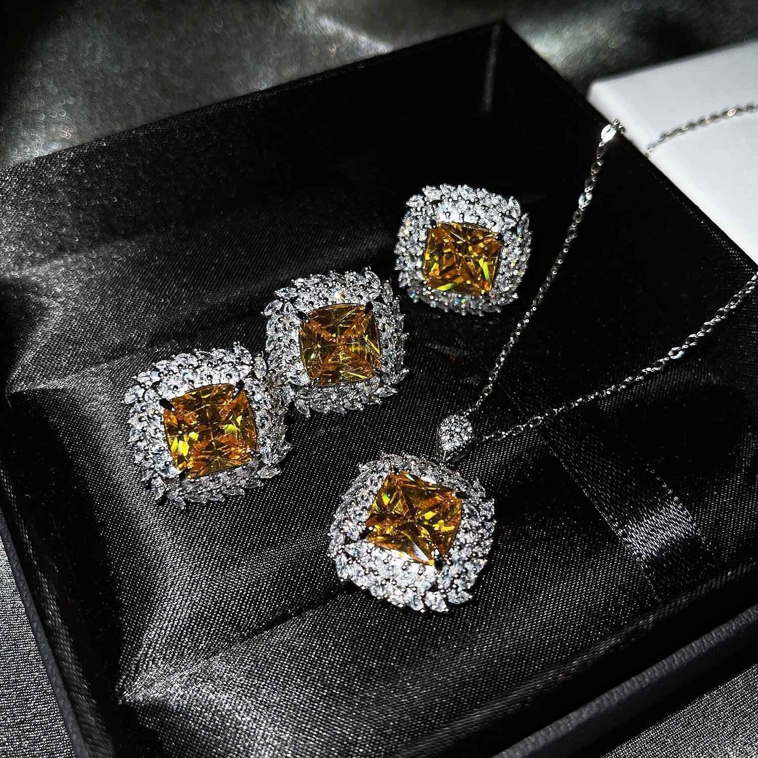 Caelith Verdane Yellow Set | White Gold 16k