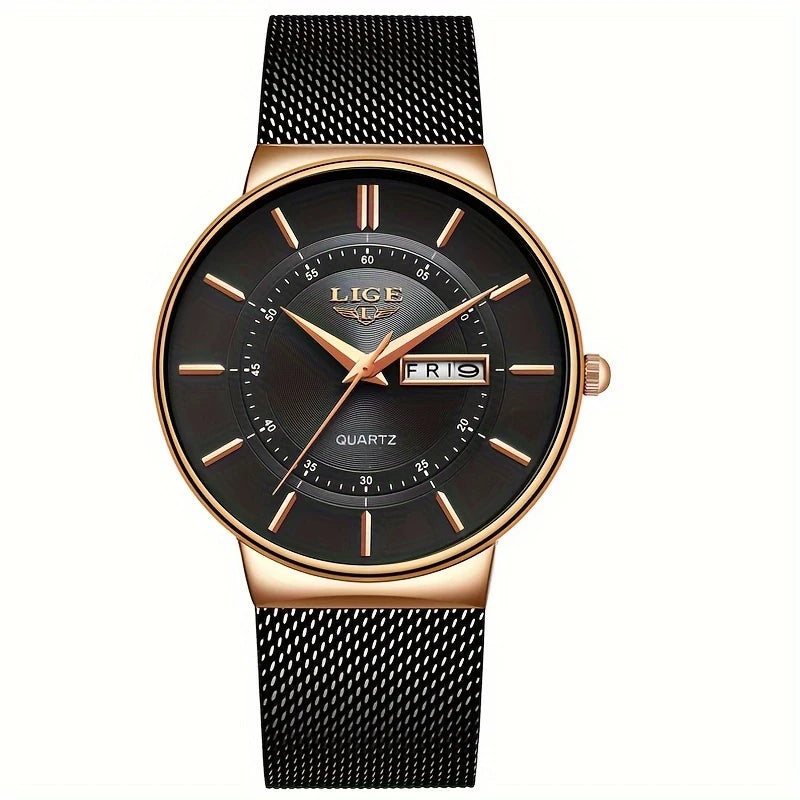 Simple Fashion Quartz Watch with Stainless Steel Mesh Strap
