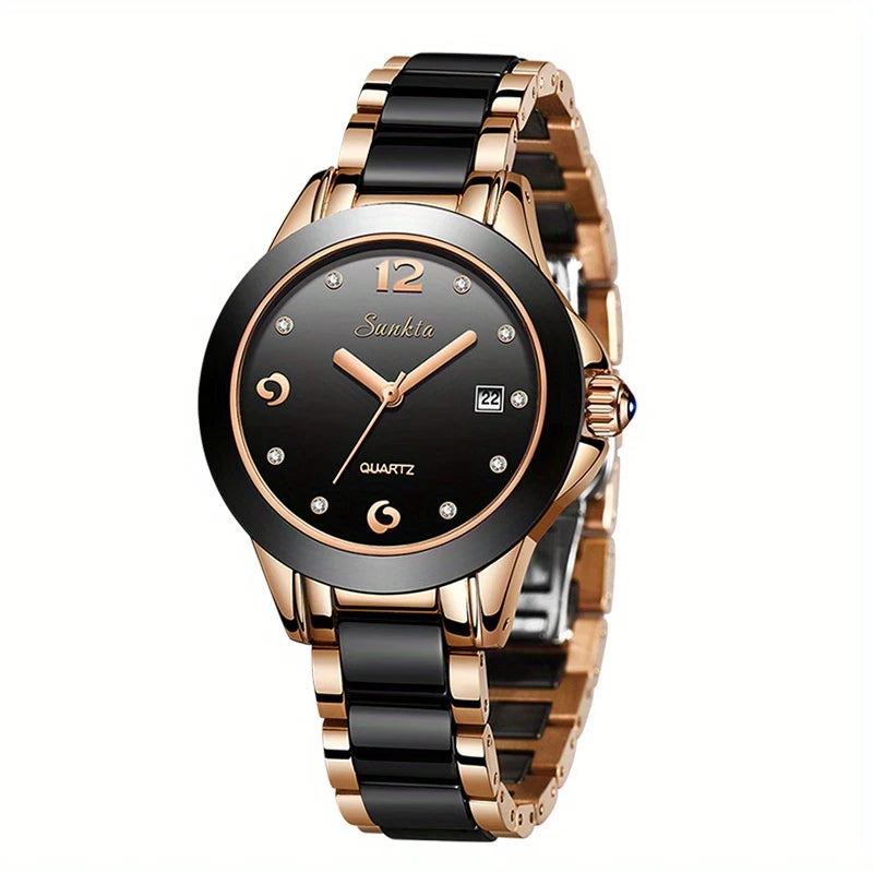 Lige Elegant Ceramic Watch - Quartz, Waterproof Stylish