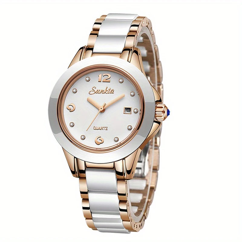 Lige Elegant Ceramic Watch - Quartz, Waterproof Stylish
