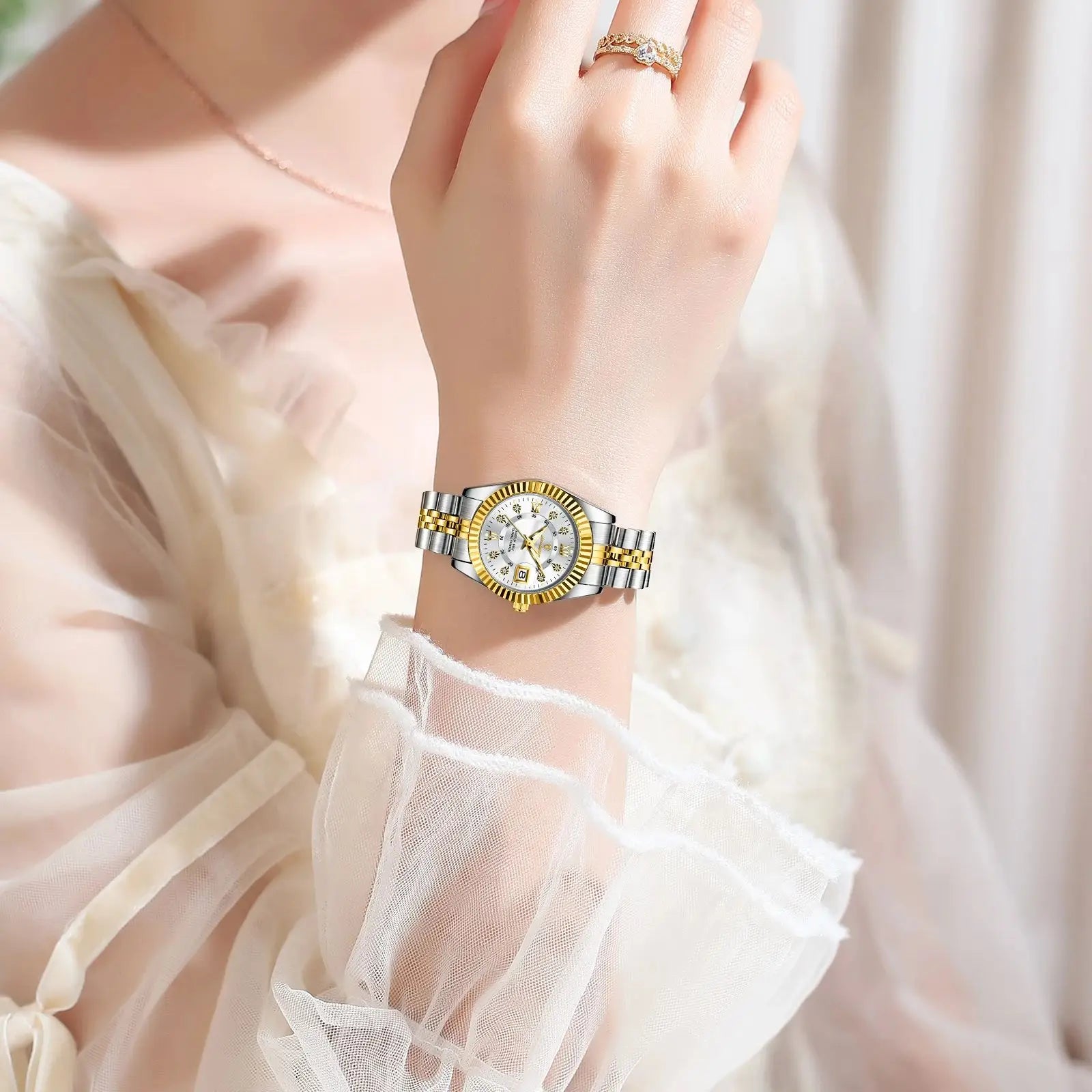 Women Waterproof Luminous Stainless Steel Quartz Watch