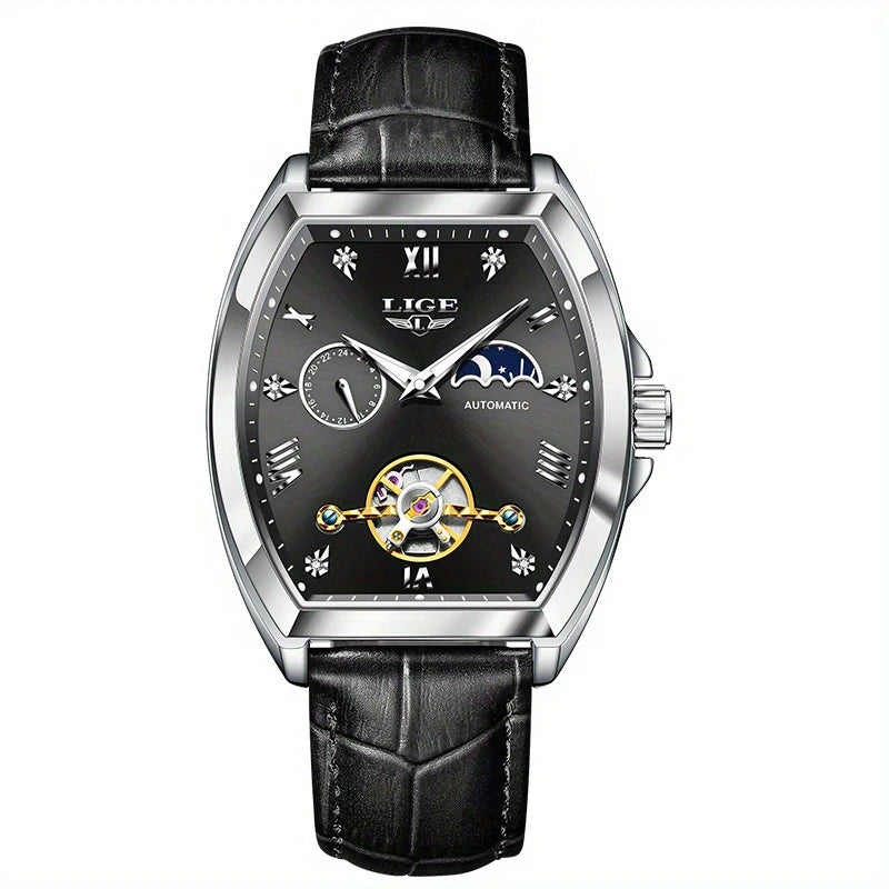 Women's Mechanical Watch - Blue PU Leather Strap